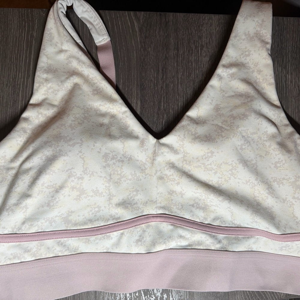 Fabletics Cream and Pink Sports Bra
